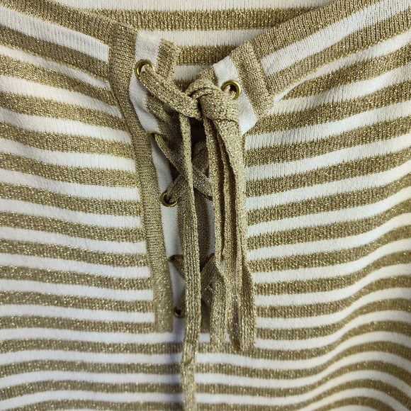 Cable & Gauge Sleeveless Sweater Pullover striped metallic print vest bronze 3X - Picture 3 of 12